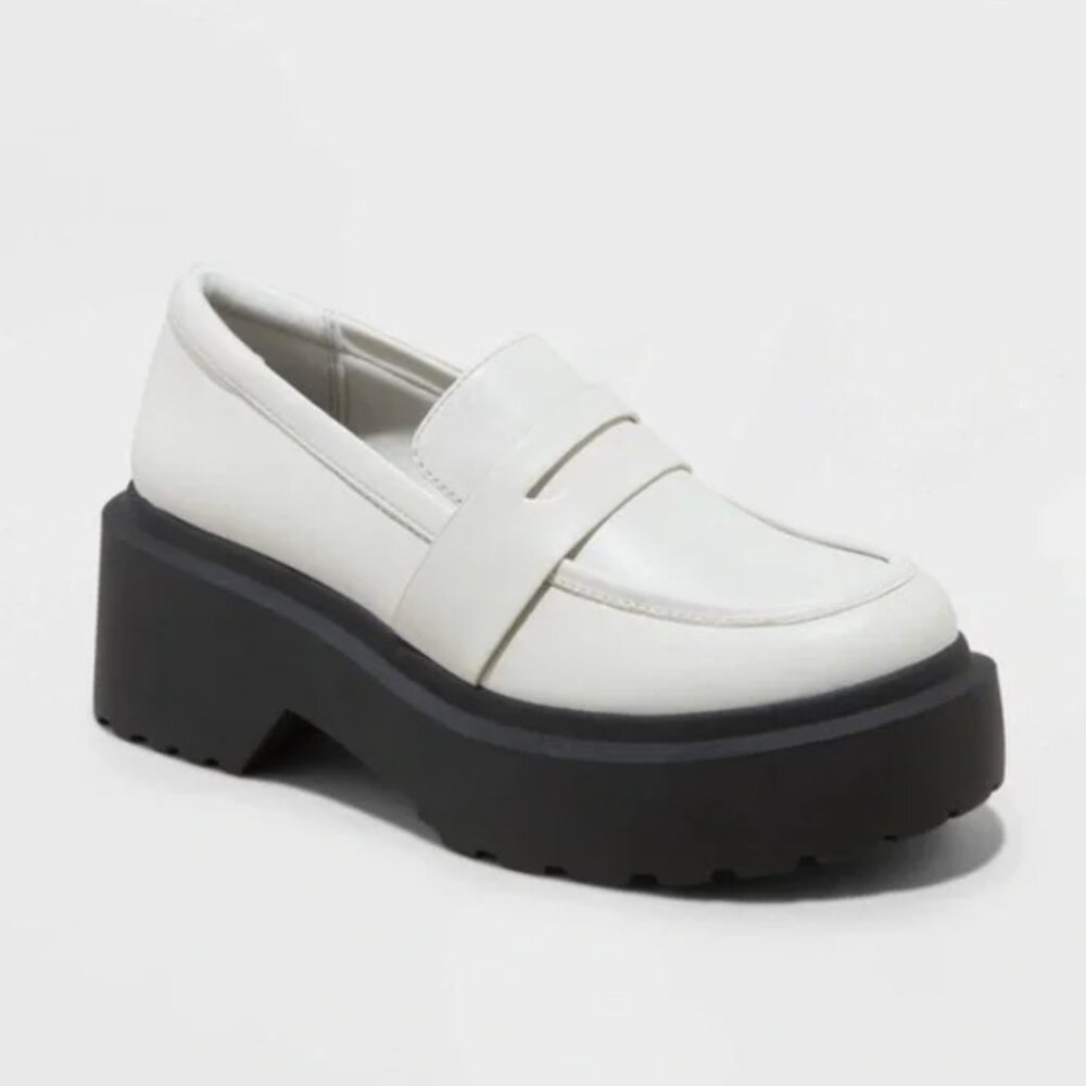 Wild Fable Lacey Platform Lug Loafers NWT White